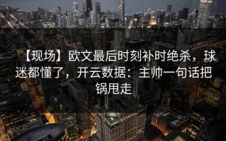 【现场】欧文最后时刻补时绝杀，球迷都懂了，开云数据：主帅一句话把锅甩走