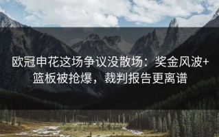 欧冠申花这场争议没散场：奖金风波+篮板被抢爆，裁判报告更离谱