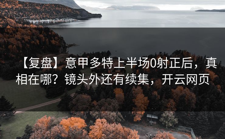 【复盘】意甲多特上半场0射正后，真相在哪？镜头外还有续集，开云网页-第1张图片-开云体育官网首页 - 赛事实时汇聚