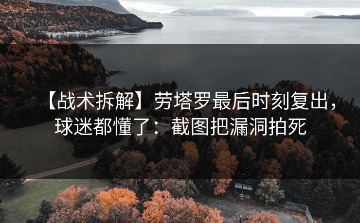 【战术拆解】劳塔罗最后时刻复出，球迷都懂了：截图把漏洞拍死-第1张图片-开云体育官网首页 - 赛事实时汇聚