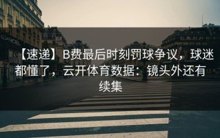 【速递】B费最后时刻罚球争议，球迷都懂了，云开体育数据：镜头外还有续集
