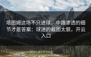 塔图姆这场不只进球，中路渗透的细节才是答案：球迷的截图太狠，开云入口