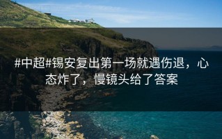 #中超#锡安复出第一场就遇伤退，心态炸了，慢镜头给了答案