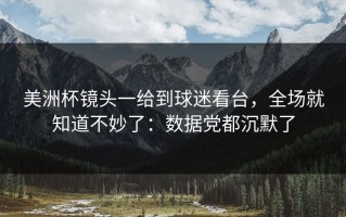 美洲杯镜头一给到球迷看台，全场就知道不妙了：数据党都沉默了