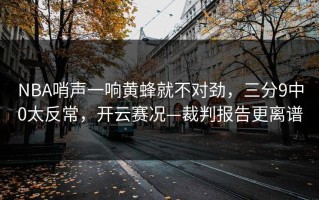 NBA哨声一响黄蜂就不对劲，三分9中0太反常，开云赛况—裁判报告更离谱