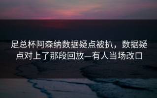 足总杯阿森纳数据疑点被扒，数据疑点对上了那段回放—有人当场改口