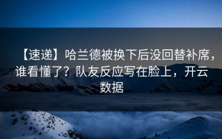 【速递】哈兰德被换下后没回替补席，谁看懂了？队友反应写在脸上，开云数据