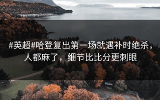 #英超#哈登复出第一场就遇补时绝杀，人都麻了，细节比比分更刺眼