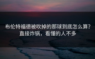 布伦特福德被吹掉的那球到底怎么算？直接炸锅，看懂的人不多