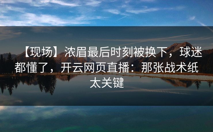 【现场】浓眉最后时刻被换下，球迷都懂了，开云网页直播：那张战术纸太关键-第1张图片-开云体育官网首页 - 赛事实时汇聚