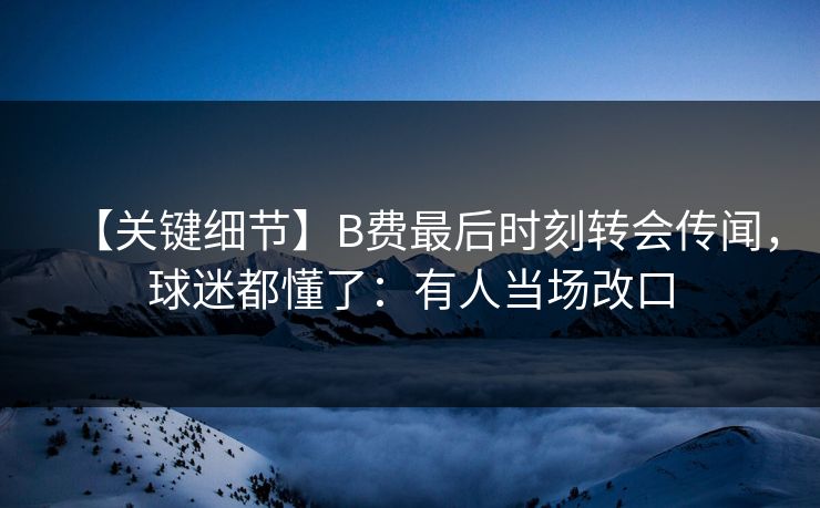 【关键细节】B费最后时刻转会传闻，球迷都懂了：有人当场改口-第1张图片-开云体育官网首页 - 赛事实时汇聚