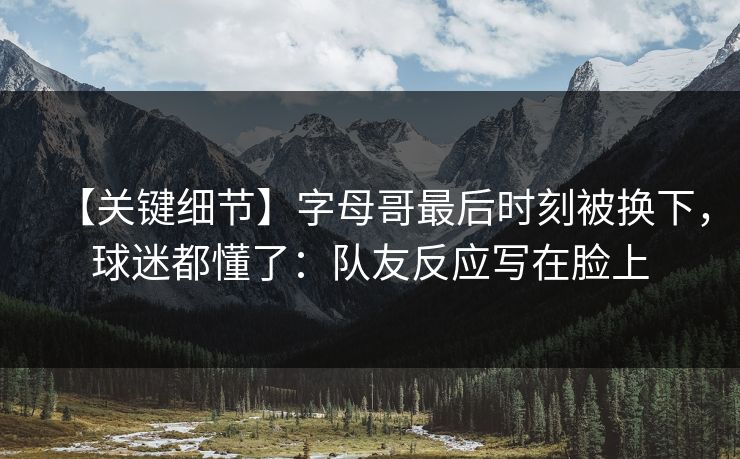 【关键细节】字母哥最后时刻被换下,球迷都懂了:队友反应写在脸上-第1张图片-开云体育官网首页 - 赛事实时汇聚 【关键细节】字母哥最后时刻被换下,球迷都懂了:队友反应写在脸上-第1张图片-开云体育官网首页 - 赛事实时汇聚