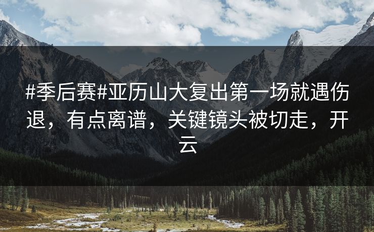 #季后赛#亚历山大复出第一场就遇伤退，有点离谱，关键镜头被切走，开云-第1张图片-开云体育官网首页 - 赛事实时汇聚